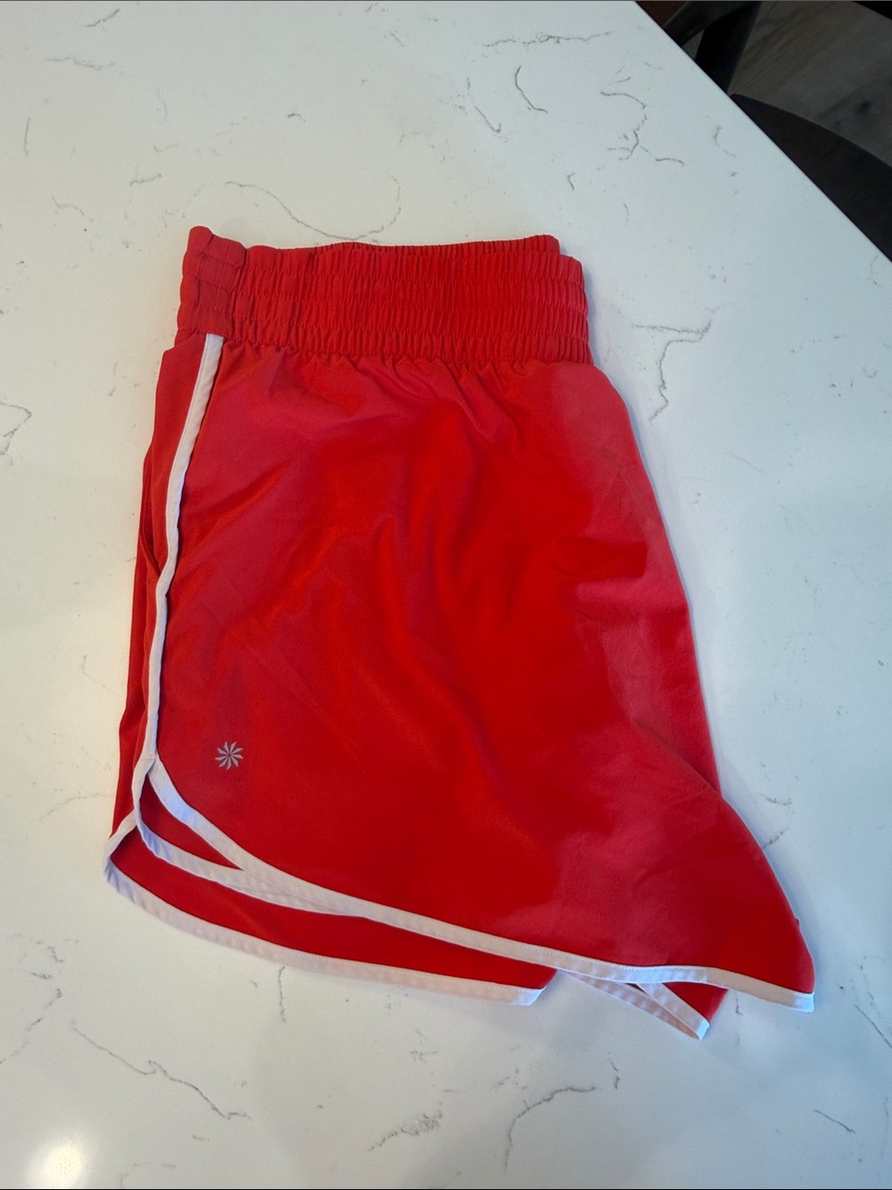 Athleta Red Athletic Shorts with White Trim